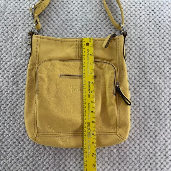Fossil Hanover Leather Pebbled Crossbody Bag Butter Yellow Zipper Bag Purse Y2K - Picture 6 of 16